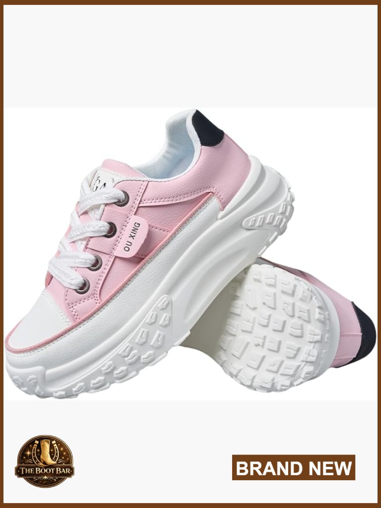 Thick Soled Lace Up Sneakers, Breathable Non Slip Running Shoes, Casual Wear